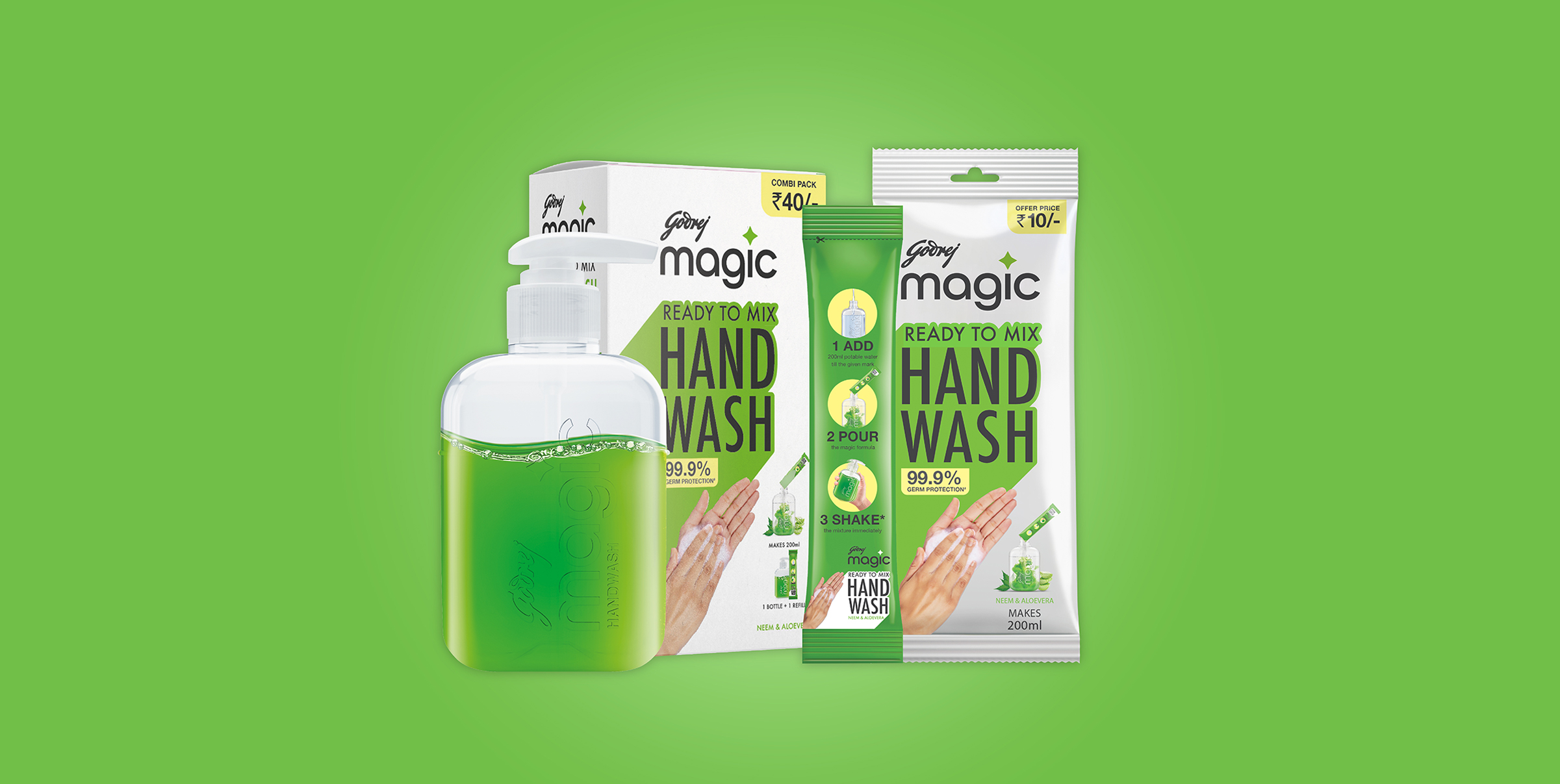 Magic powder-to-liquid handwash