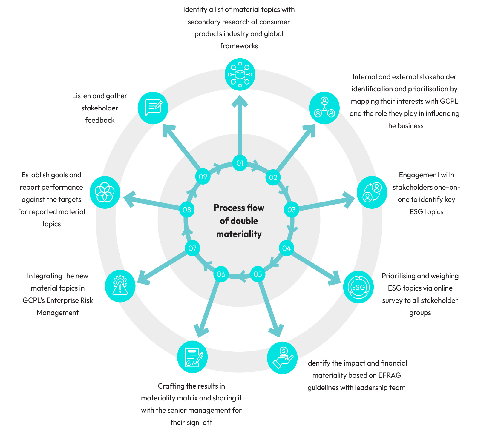 Process flow of double materiality